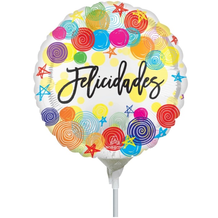 Globo foil mini con palo Felicidades I Ducaval I Envíos 24/48 horas