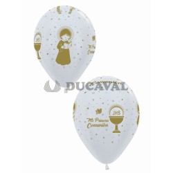 Globo látex satín perla Mi 1 comunión 30cm | Ducaval | Envíos 24/48 h
