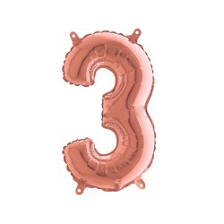 Globo foil número 3 oro rosado  | Ducaval | ENvíos 24/48 horas