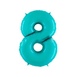 Globo foil número 8 azul pastel  | Ducaval | Envíos 24/48 horas