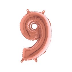 Globo foil número 9 oro rosado  | Ducaval | Envíos 24/48 horas