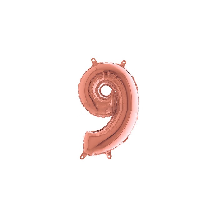 Globo foil número 9 oro rosado  | Ducaval | Envíos 24/48 horas