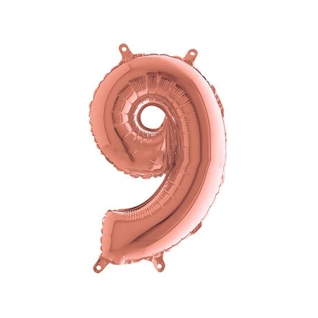 Globo foil número 9 oro rosado  | Ducaval | Envíos 24/48 horas