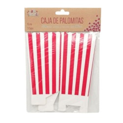 Caja palomitas rayas roja/blanca 15cm. | Ducaval | Envías 24/48 horas