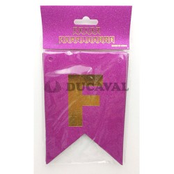 Guirnalda feliz cumpleaños purpurina fucsia