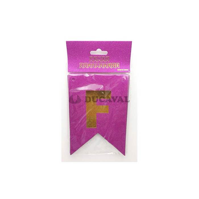 Guirnalda feliz cumpleaños purpurina fucsia