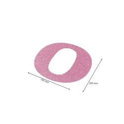 Letra O con purpurina rosa 218 x 200 mm.Ducaval envios 24/48 horas