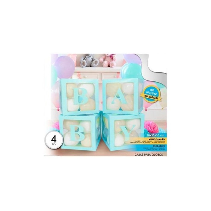 Set cajas azules para globos BABY
