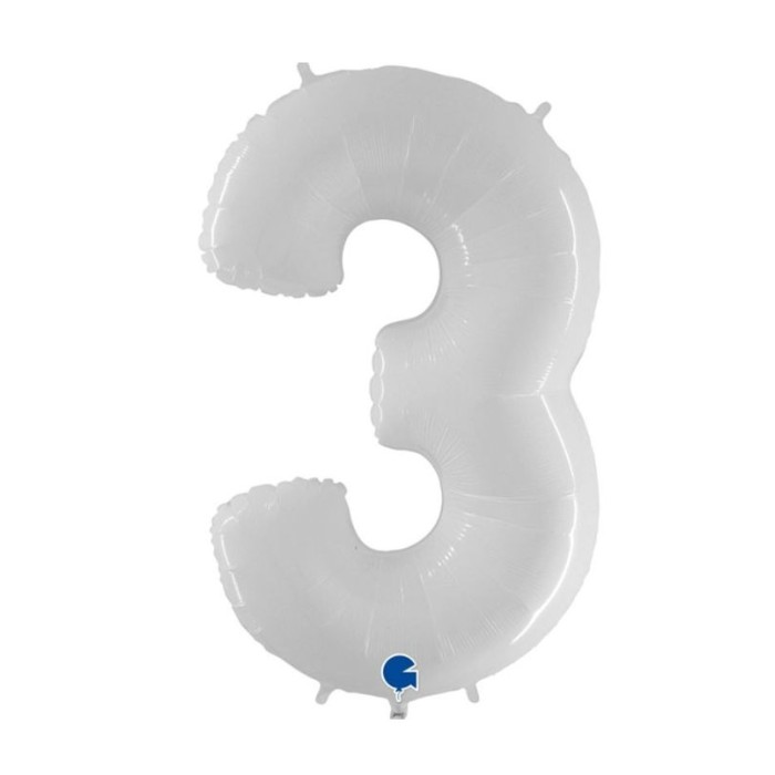 Globo foil número 3 blanco fluorescente | Ducaval | Envíos 24/48 hora