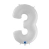 Globo foil número 3 blanco fluorescente | Ducaval | Envíos 24/48 hora