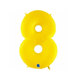 Globo foil número 8 amarillo fluorescente | Ducaval | Envíos 24/48 ho