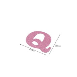 Letra Q con purpurina rosa 225 x 200 mm. Ducaval envios 24/48 horas