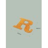 Letra R con purpurina oro 233 x 200 mm