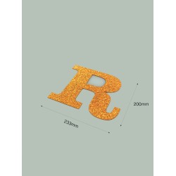 Letra R con purpurina oro 233 x 200 mm