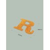 Letra R con purpurina oro 233 x 200 mm