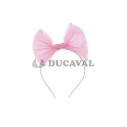 Diadema rosa lazo con purpurina