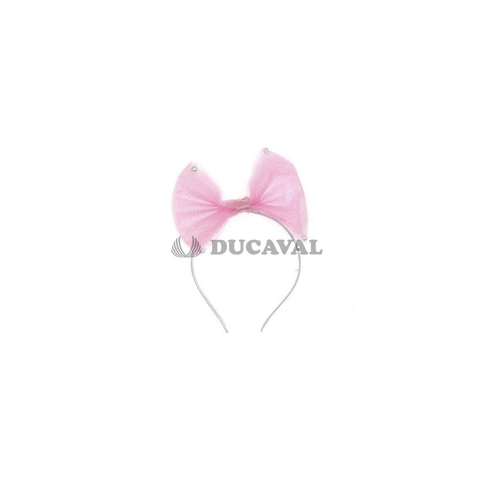 Diadema rosa lazo con purpurina