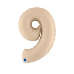 Globo foil número 9 crema 40" | Ducaval | Envíos 24/48 horas