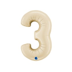 Globo foil número 3 crema | Ducaval | Envías 24/48 horas 
