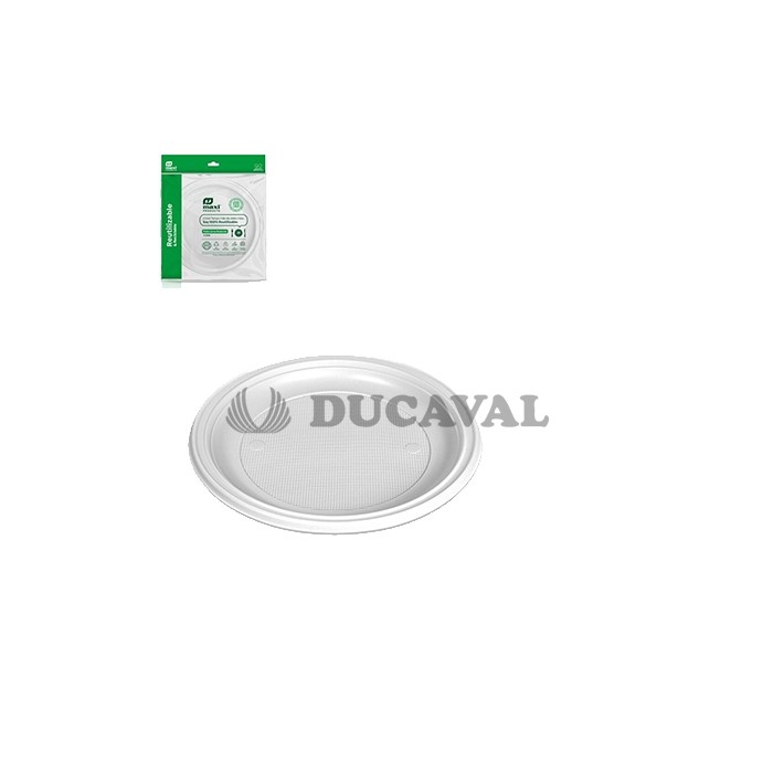 Plato llano blanco 28cm 3und reutilizable.Ducaval 2448 horas envios