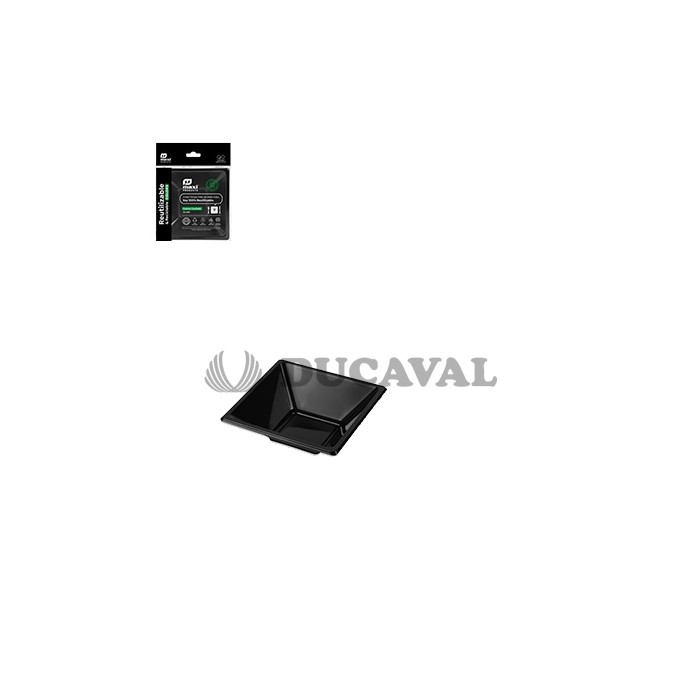 Cuenco cuadrado negro 12x12x5.2cm 12und reutilizable. Ducaval envios 