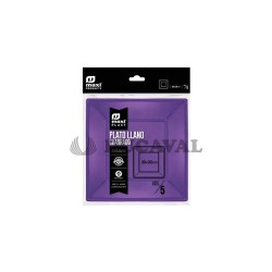 Plato llano cuadrado morado 23x23cm 5ud | Ducaval |