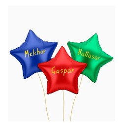 Set 3 globos foil estrella Reyes Magos 48 cm | Ducaval | Envías 24/48
