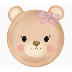 Platos cartón baby osito rosa 20.5cm x 22cm 6ud | Ducaval | Envías 24