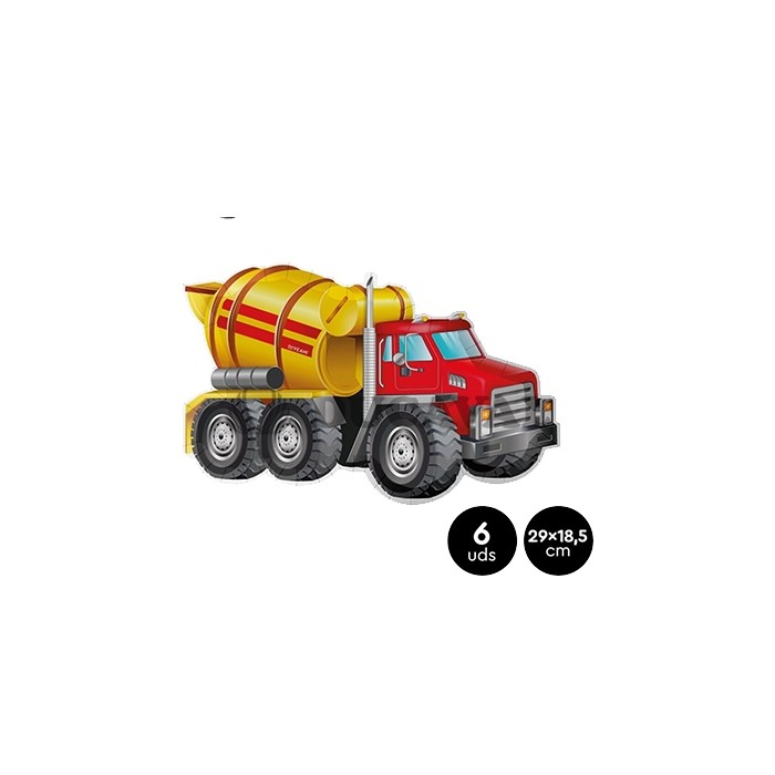Platos cartón forma camión 29x18.5cm 6ud|Ducaval |envios 24/48horas