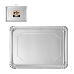 Bandeja rectangular cartón plata metal 25x34cm | Ducaval | Envías 24/