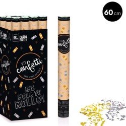 Cañon confeti oro y plata 60cm | Ducaval | Envías 24/48 horas 