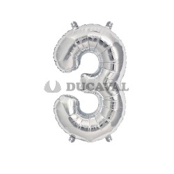 Globo número 3 plata 45cm