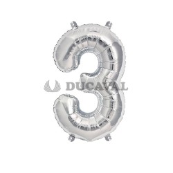 Globo número 3 plata 45cm