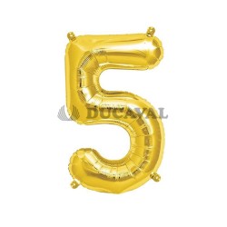 Globo número 5 dorado 45cm