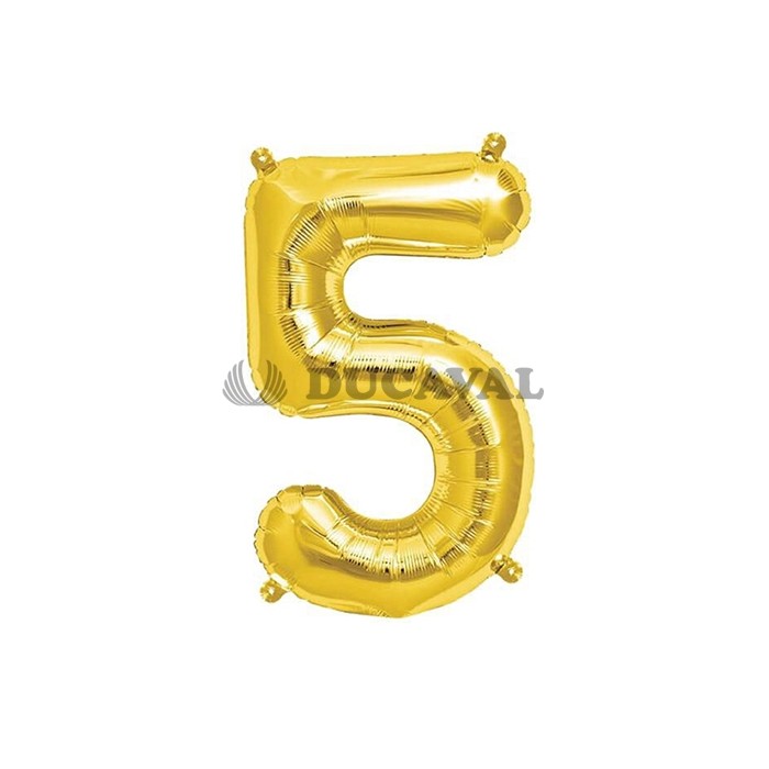 Globo número 5 dorado 45cm