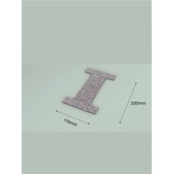 Letra I con purpurina plata 119 x 200 mm