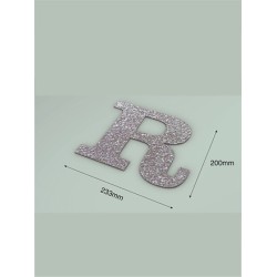 Letra R con purpurina plata 233 x 200 mm