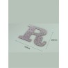 Letra R con purpurina plata 233 x 200 mm
