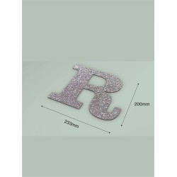 Letra R con purpurina plata 233 x 200 mm
