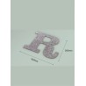 Letra R con purpurina plata 233 x 200 mm