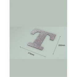 Letra T con purpurina plata 210 x 200 mm