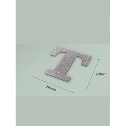 Letra T con purpurina plata 210 x 200 mm