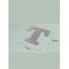 Letra T con purpurina plata 210 x 200 mm