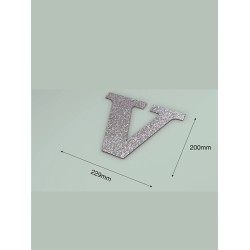 Letra V con purpurina plata 229 x 200 mm