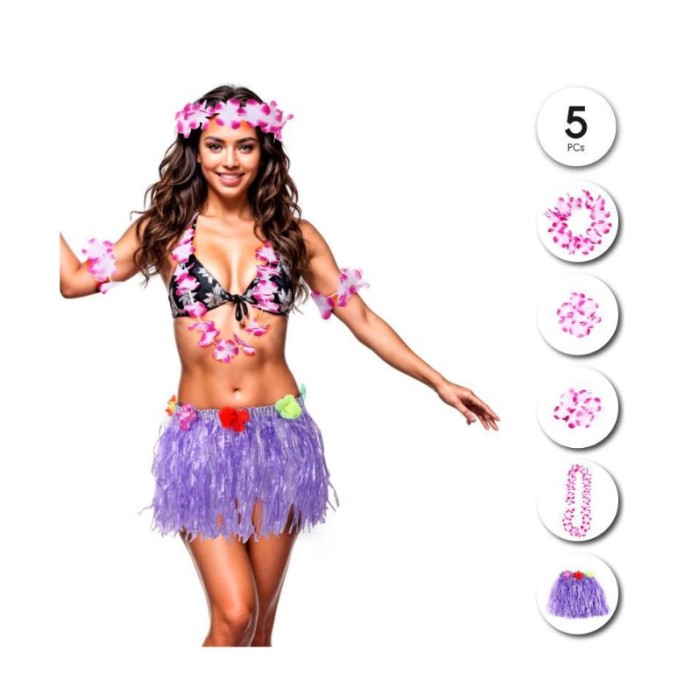 Conjunto Hawaiano morado con falda 5p | Ducaval | Envíos 24/48 horas