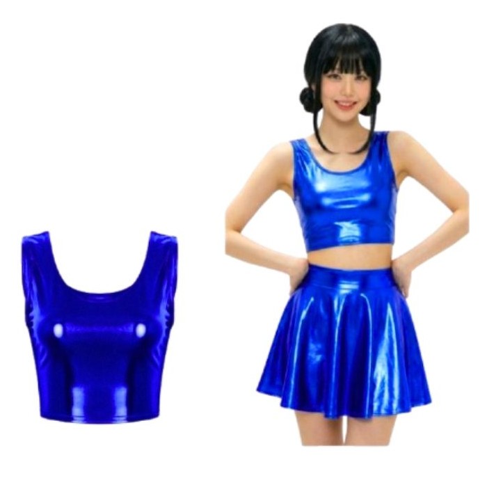 Crop top azul metalizado | Ducaval | Envías 24/48 horas 
