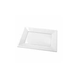 Bandeja rectangular blanca 33x22.5cm 3und reutilizable | Ducaval | En