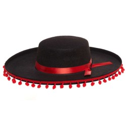 Sombrero cordobes borlas rojas | Ducaval |