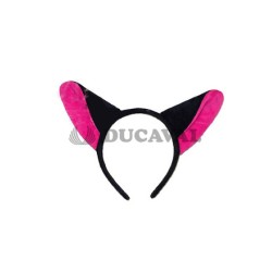 Diadema zorro negra rosa