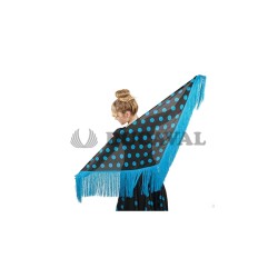 Mantón negro lunares azules